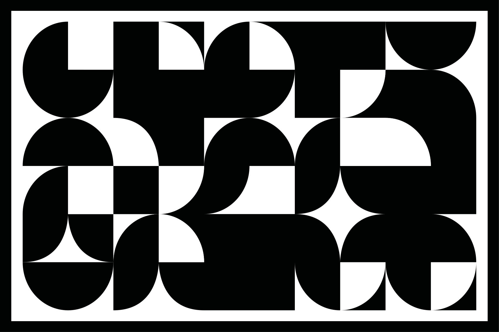 Geometric rug with black circle art pattern - TenStickers