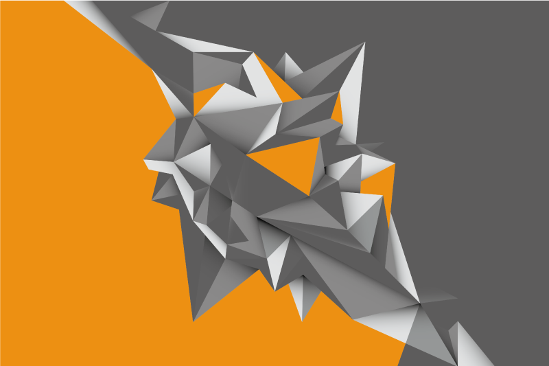 Geometric rug in gray and orange abstract design - TenStickers