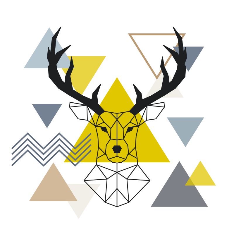 Geometric rug featuring a geometric stag - TenStickers