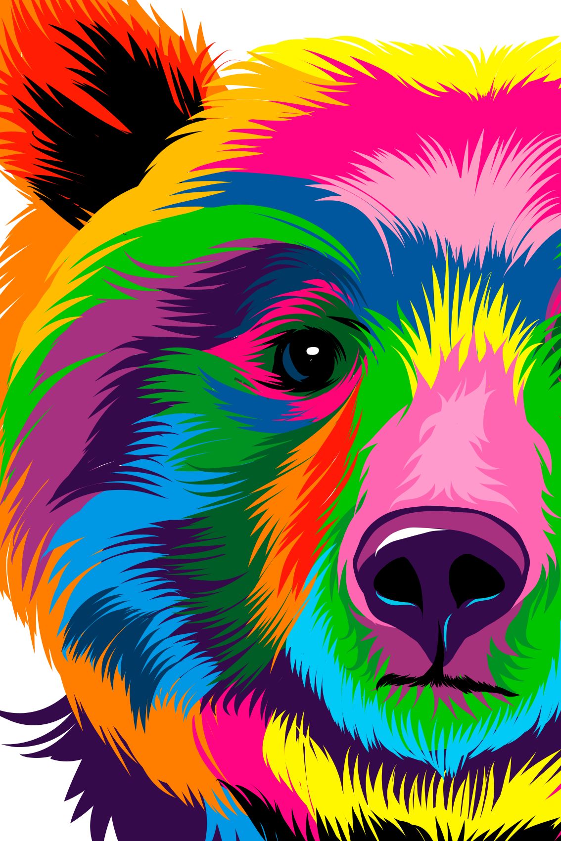 Colorful bear geometric rug - TenStickers