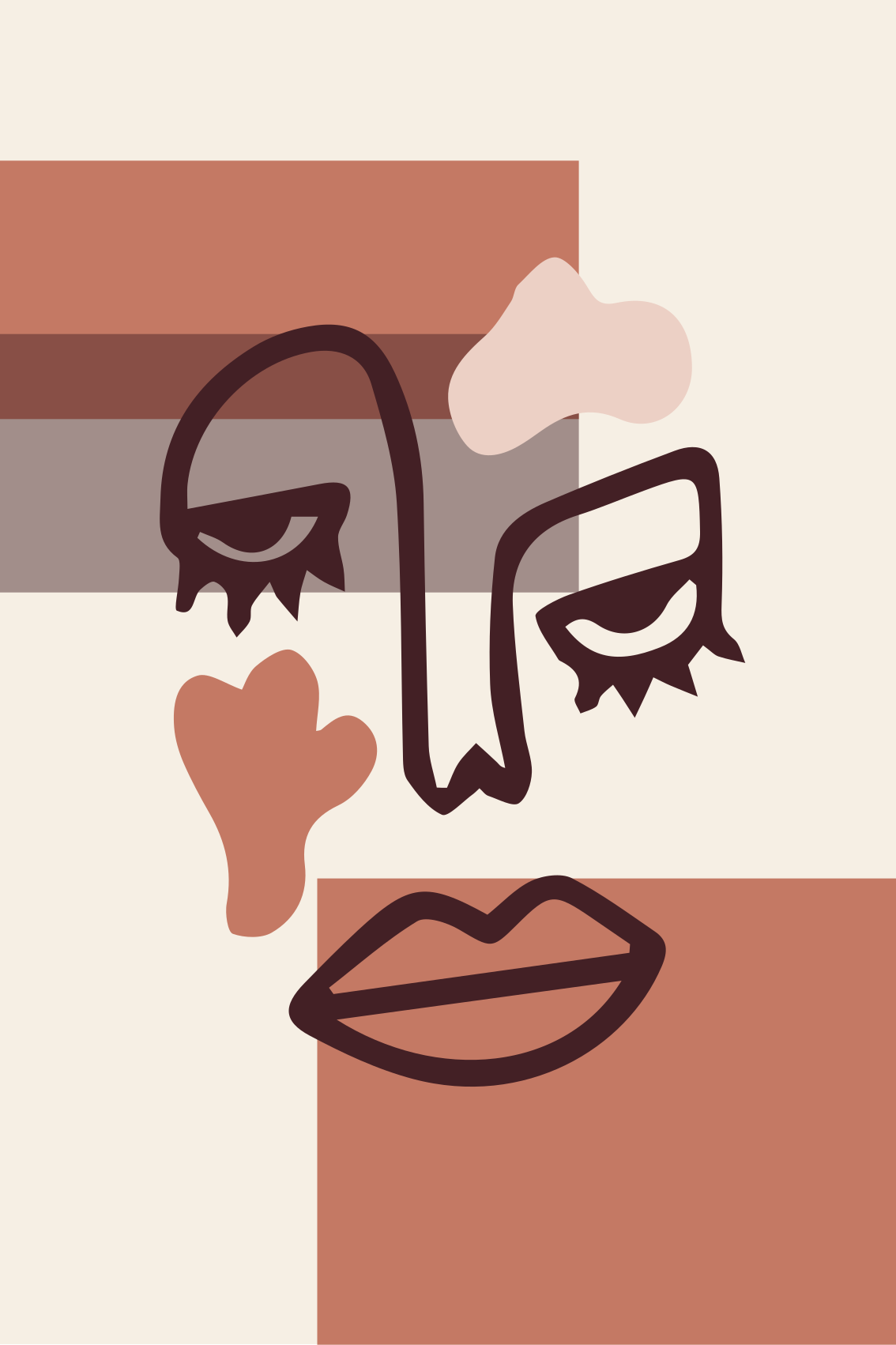 Geometric rug abstract woman face design - TenStickers