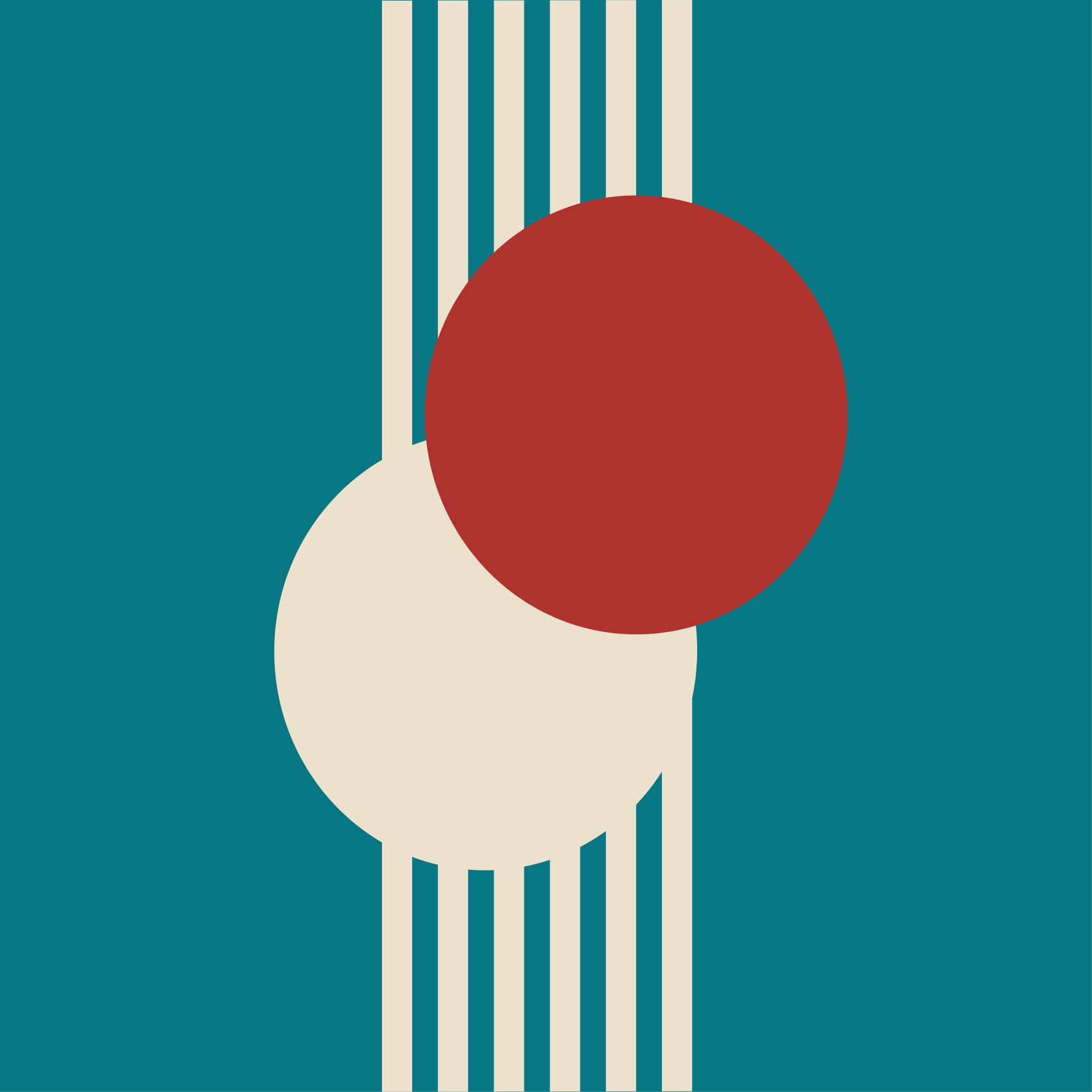 Geometric rug featuring two circles abstract art - TenStickers