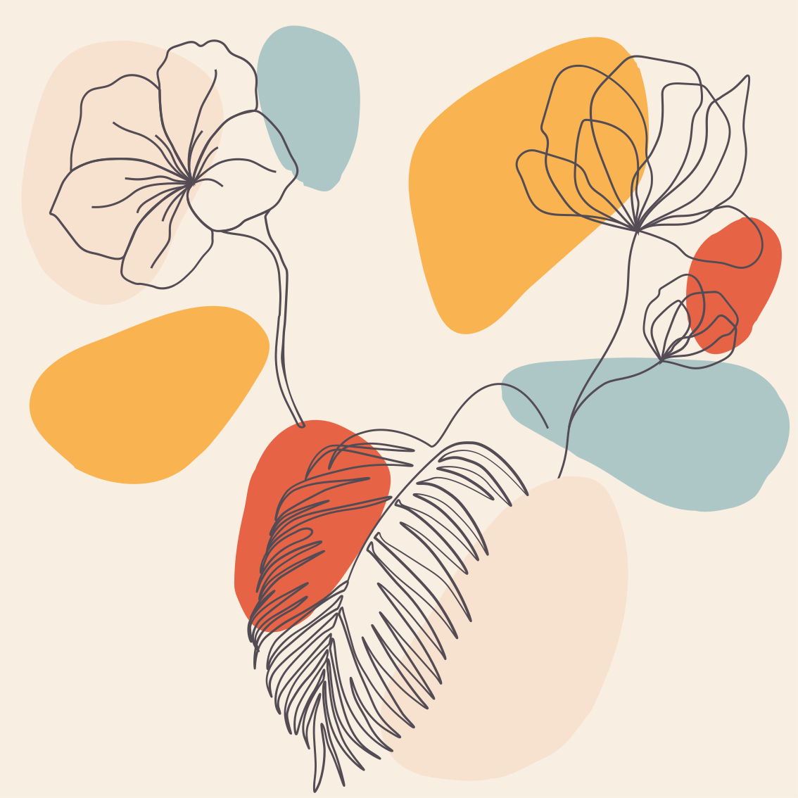 Geometric rug with botanical wall art design - TenStickers