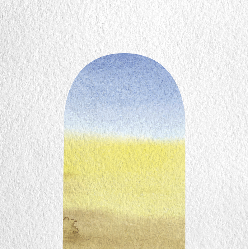 Geometric rug watercolor arch design - TenStickers