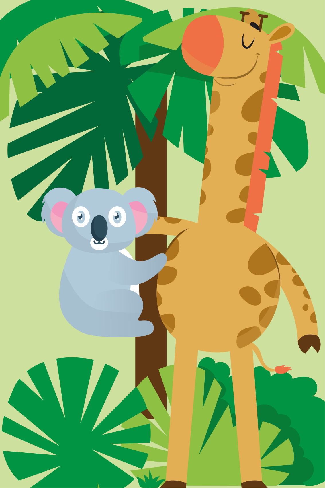 Kids carpet koalas embracing a giraffe quadres 4 - TenStickers