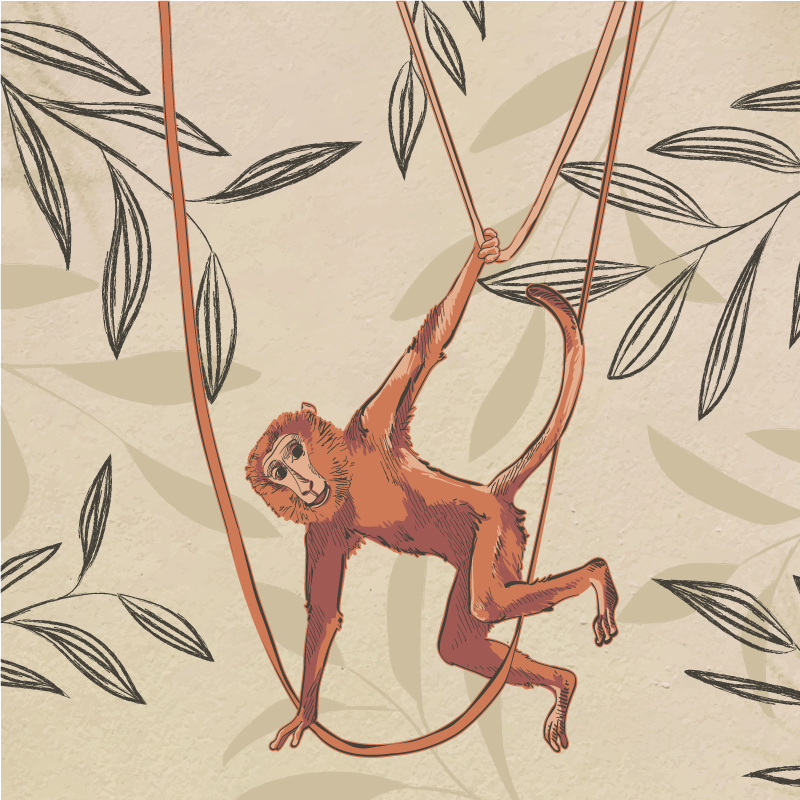 Kids carpet baby monkey swinging on a plant 3 - TenStickers