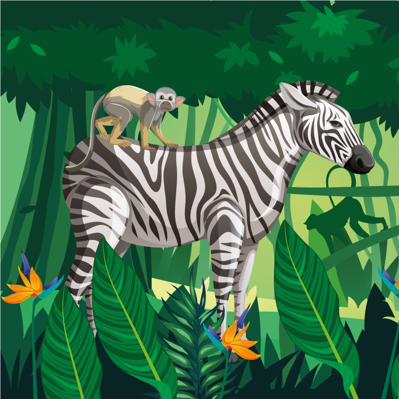 Kids carpet giraffe zebra and monkey together 4 - TenStickers