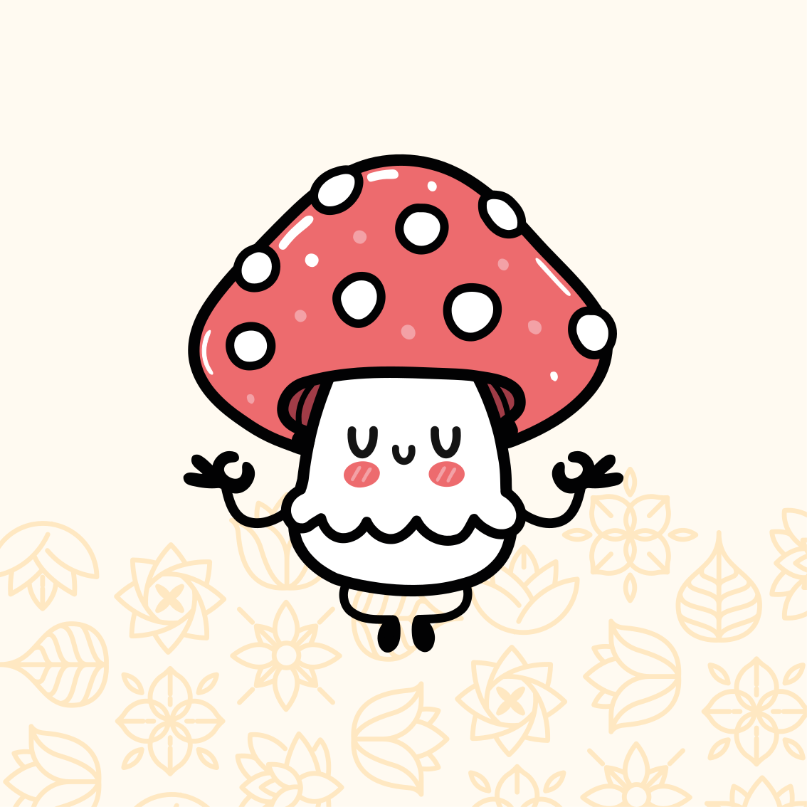 Kids carpet cute funny happy mushroom - TenStickers