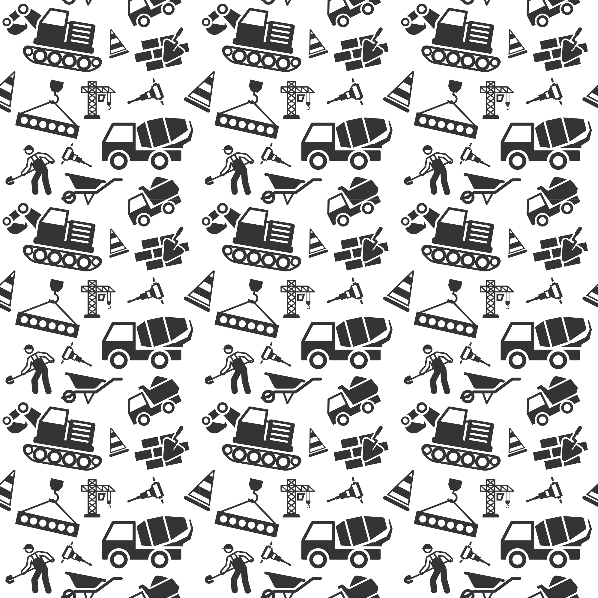 Kids carpet monocolor excavators and trucks - TenStickers
