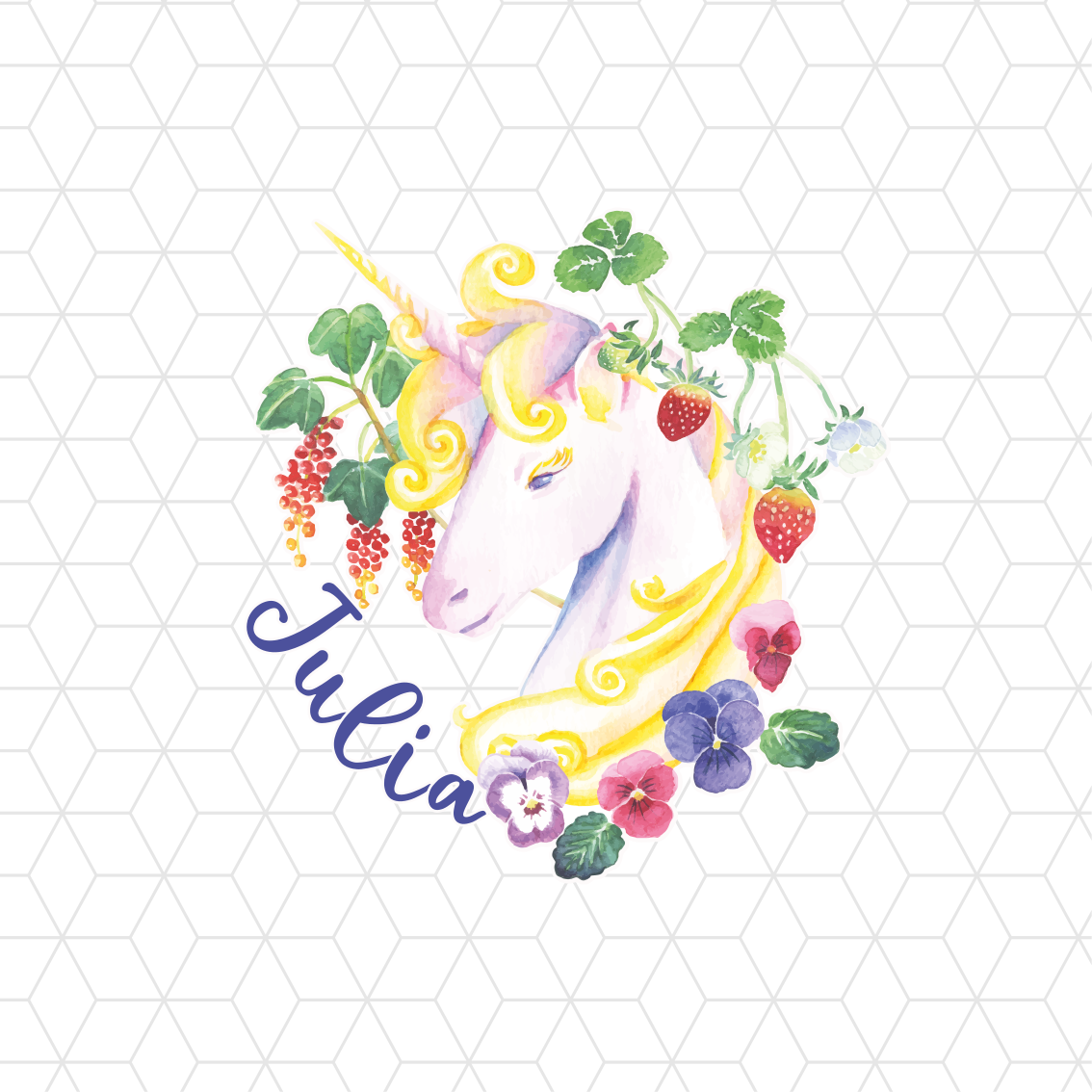 Kids carpet unicorn head on hexagonal tiles - TenStickers