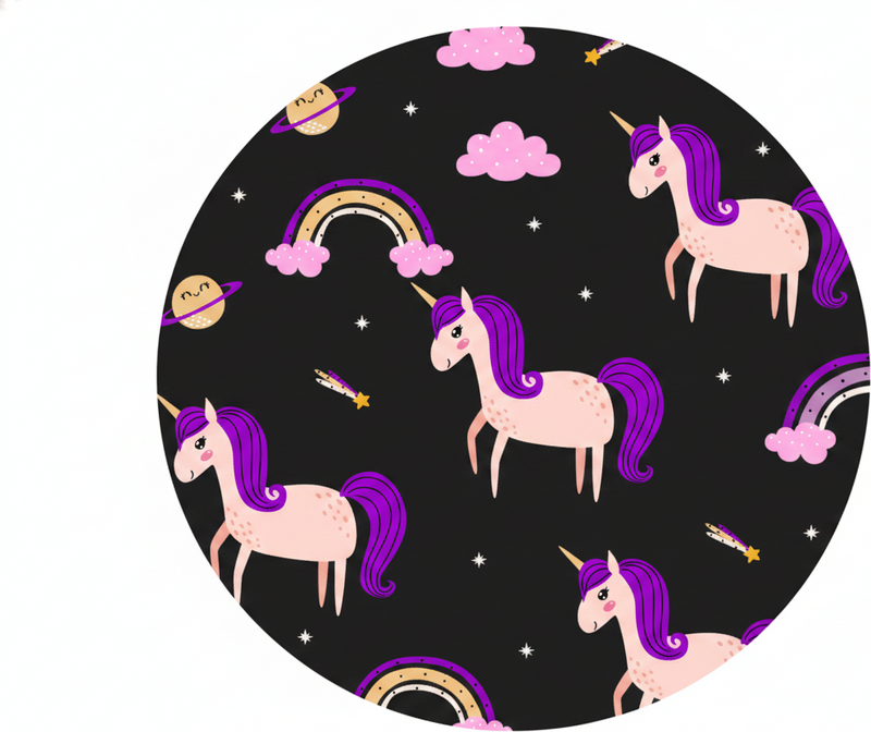 Kids carpet featuring artistic unicorns on dark background - TenStickers