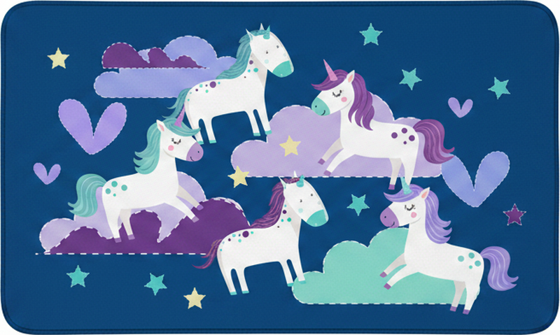 Kids carpet featuring cute unicorns, clouds, and stars - TenStickers