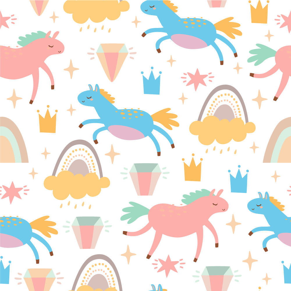 Kids carpet with cute unicorns and rainbows pattern - TenStickers