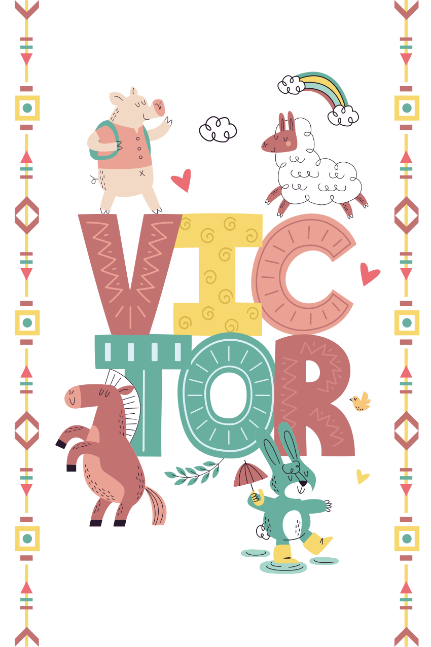 Kids carpet farm animal design with custom name - TenStickers