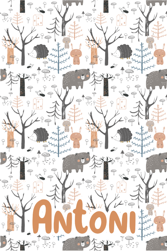 Kids carpet scandinavian forest with animals - TenStickers