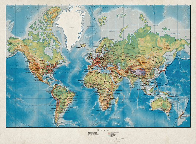 Map rug mercator style design - TenStickers