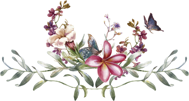 Entrance hall rug watercolor butterfly & flowers - TenStickers