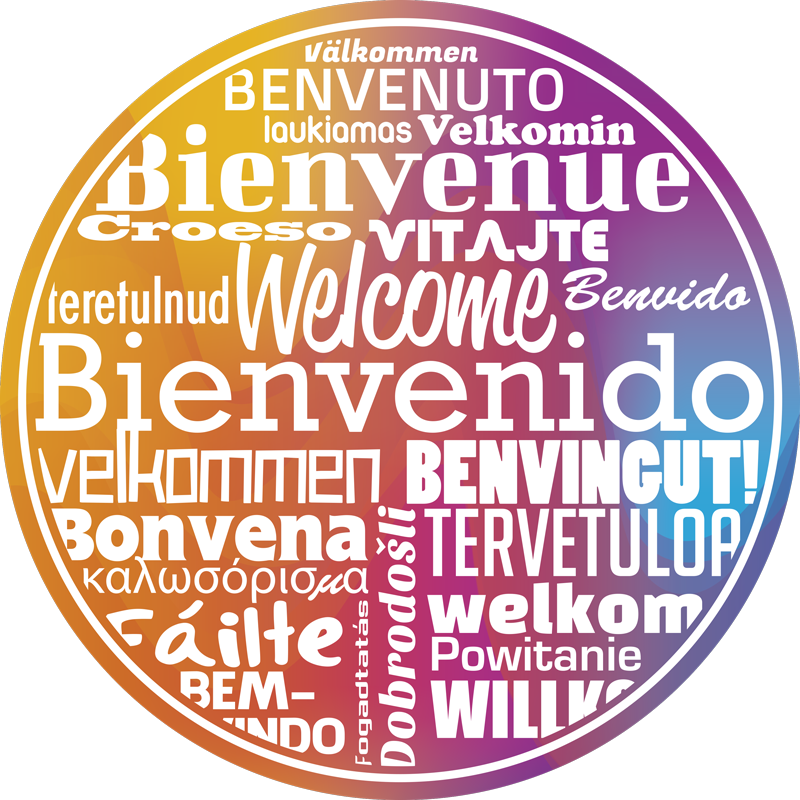 Entrance hall rug welcome in multiple languages - TenStickers