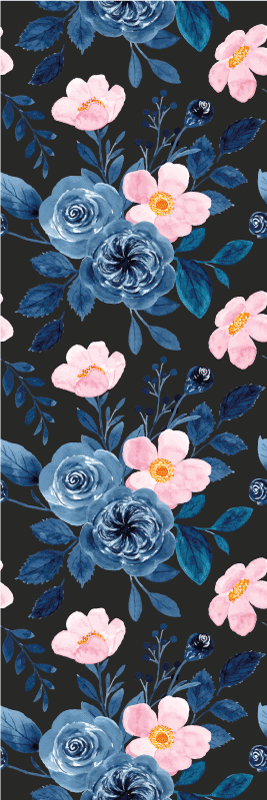 Living room rug in blue and pink on black background - TenStickers