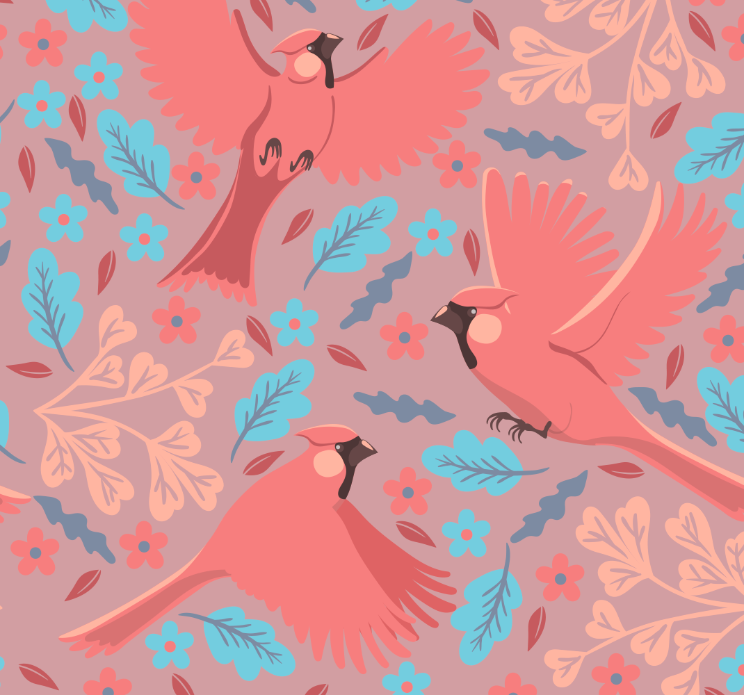 Living room rug with blush background and birds - TenStickers
