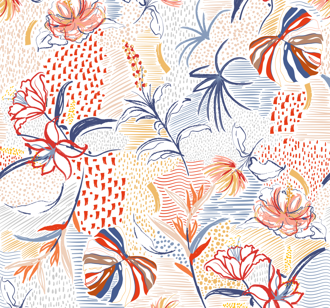 Living room rug with ornamental floral design - TenStickers