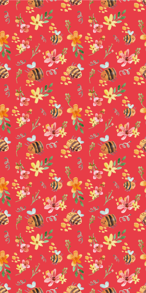 Living room rug with retro bees and flowers design - TenStickers