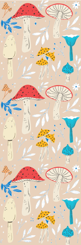 Living room rug with classic mushrooms beige background - TenStickers