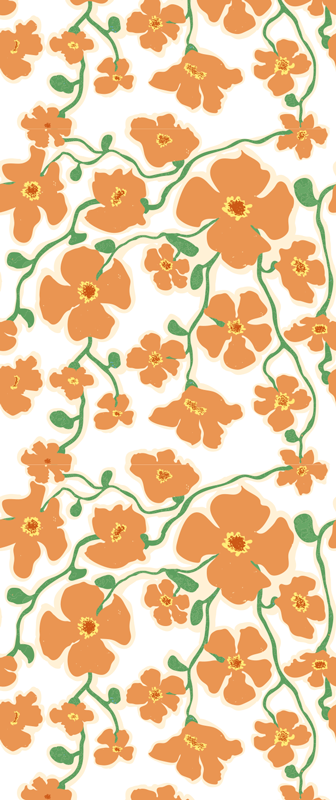 Living room rug with green orange daisy flowers - TenStickers
