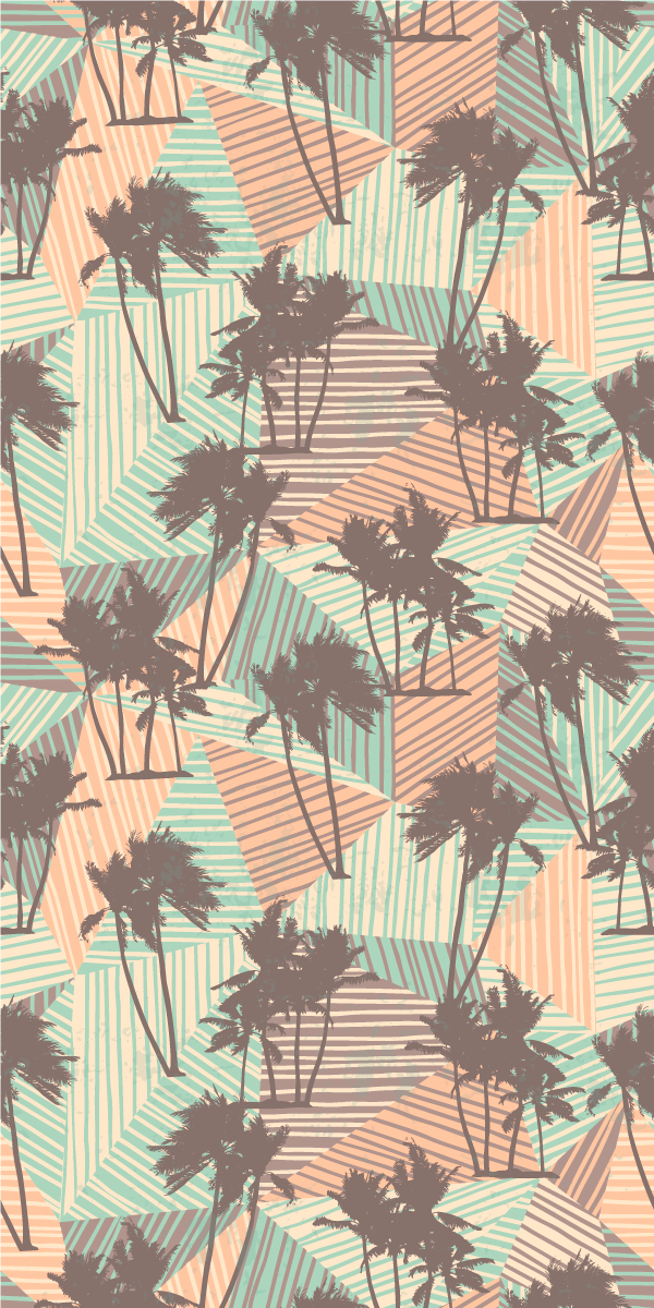 Living room rug with tropical palms and triangles - TenStickers