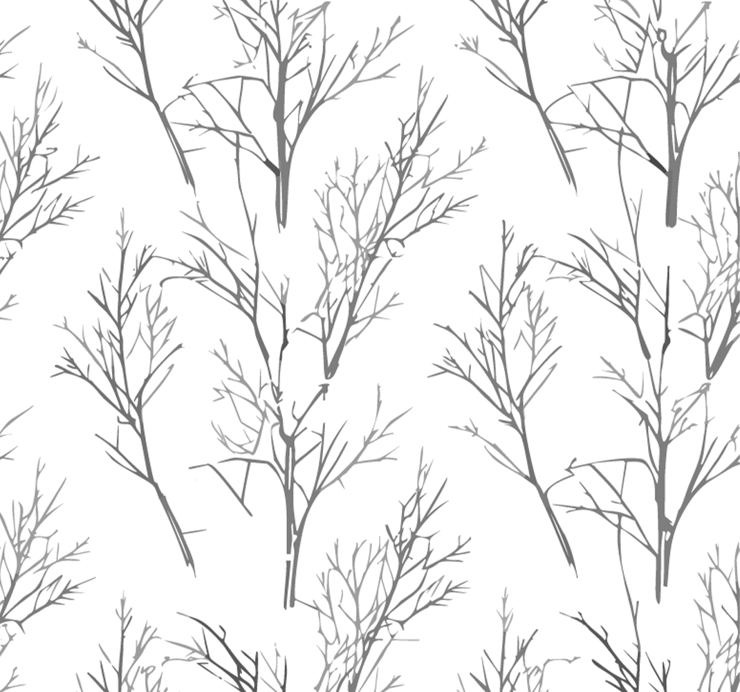 Grey rug with slender branches design - TenStickers