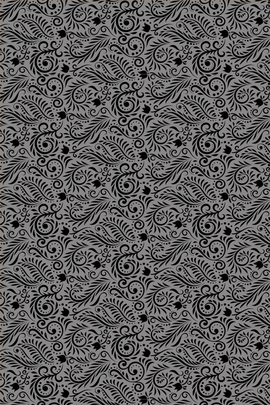 Grey rug with decorative swirl patterns - TenStickers