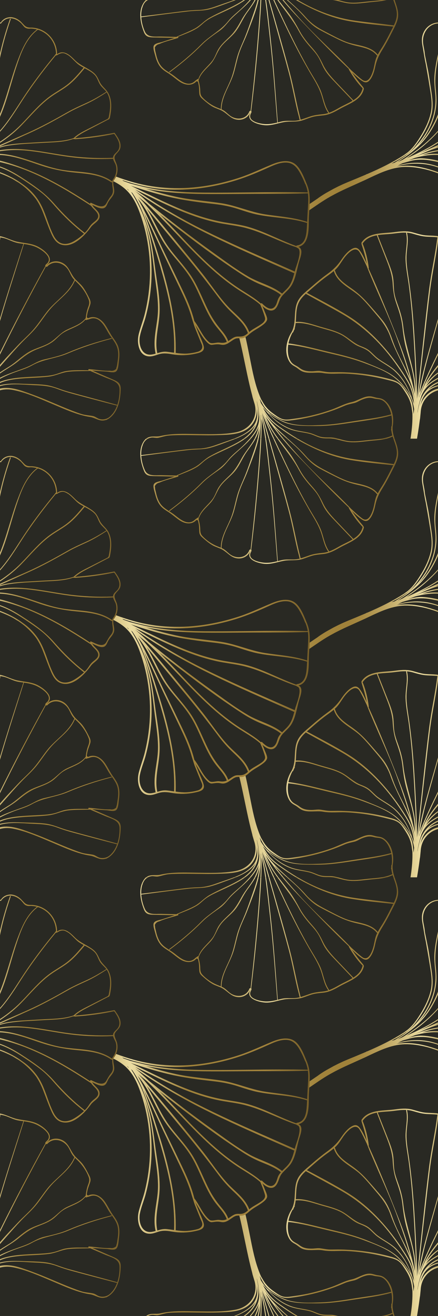 Hall rug ginkgo leaves charcoal gold - TenStickers