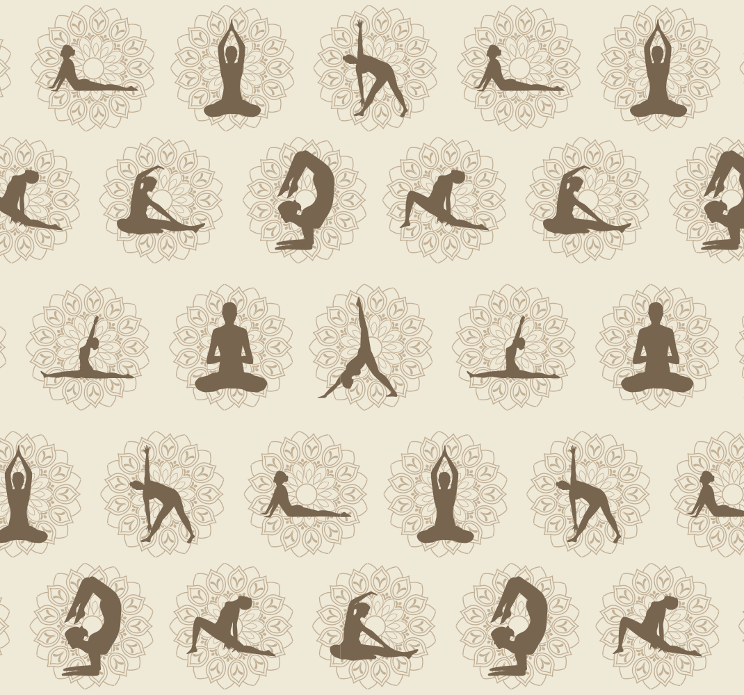 Beige rug with brown yoga symbols - TenStickers