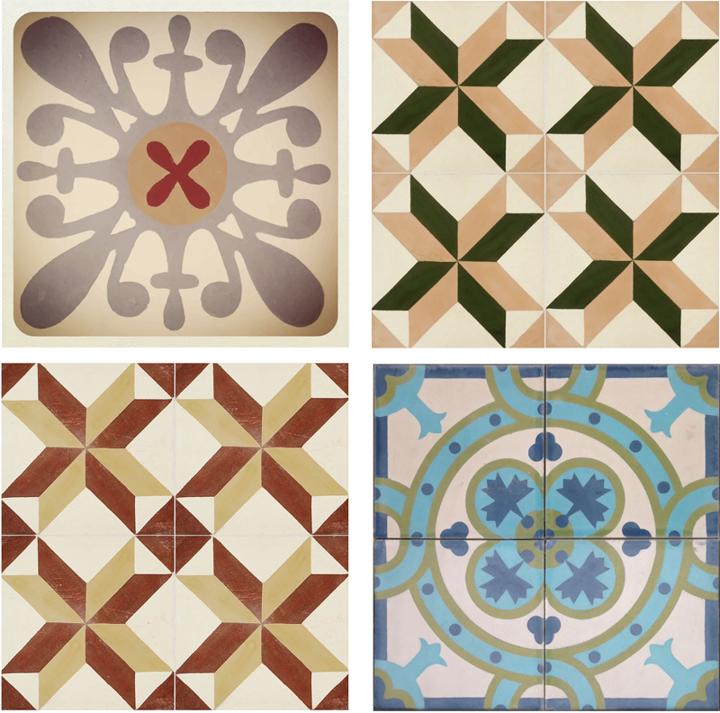Beige rug with decorative hydraulic mosaic border - TenStickers
