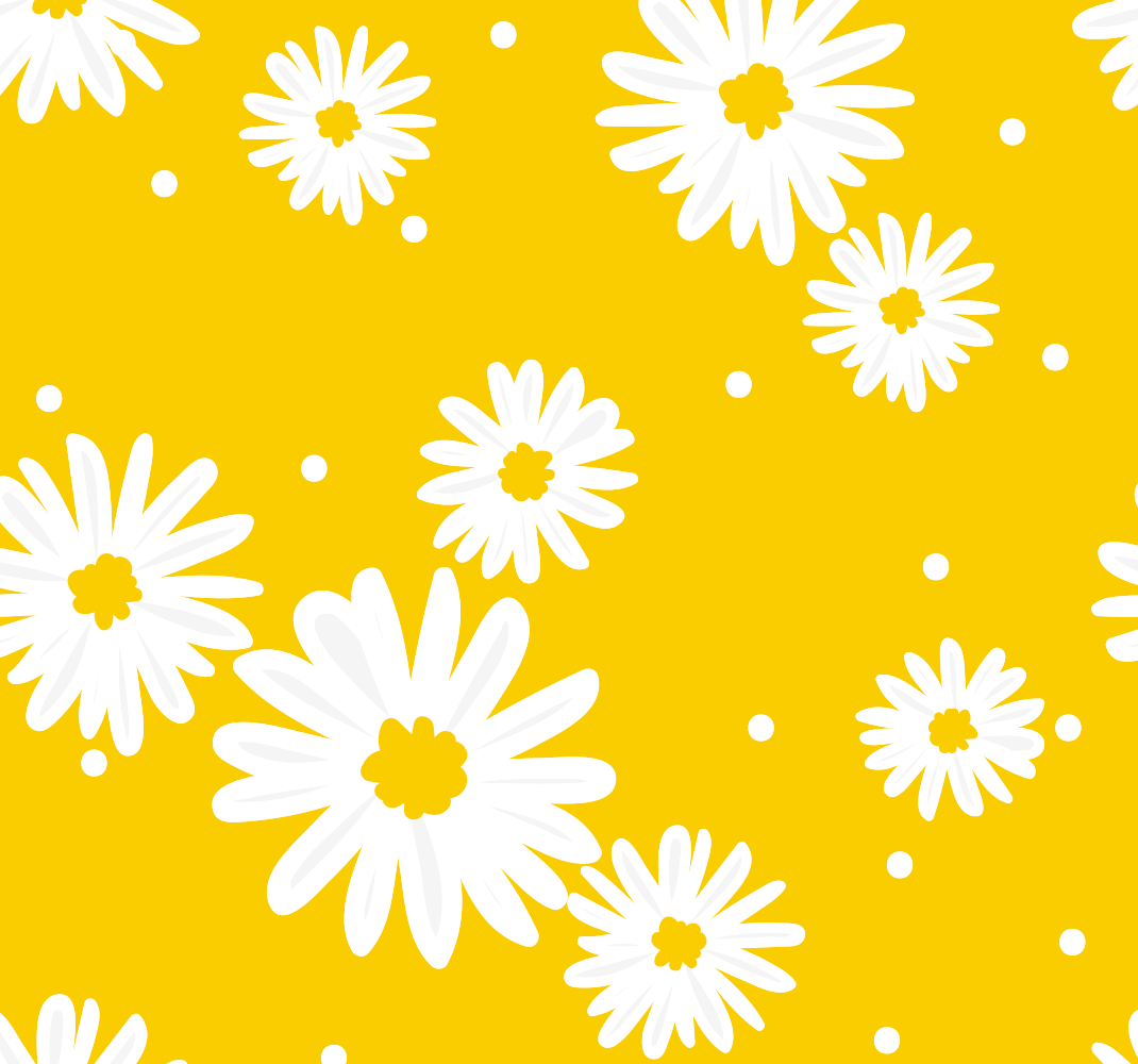 Yellow rug with daisy flowers on yellow background - TenStickers