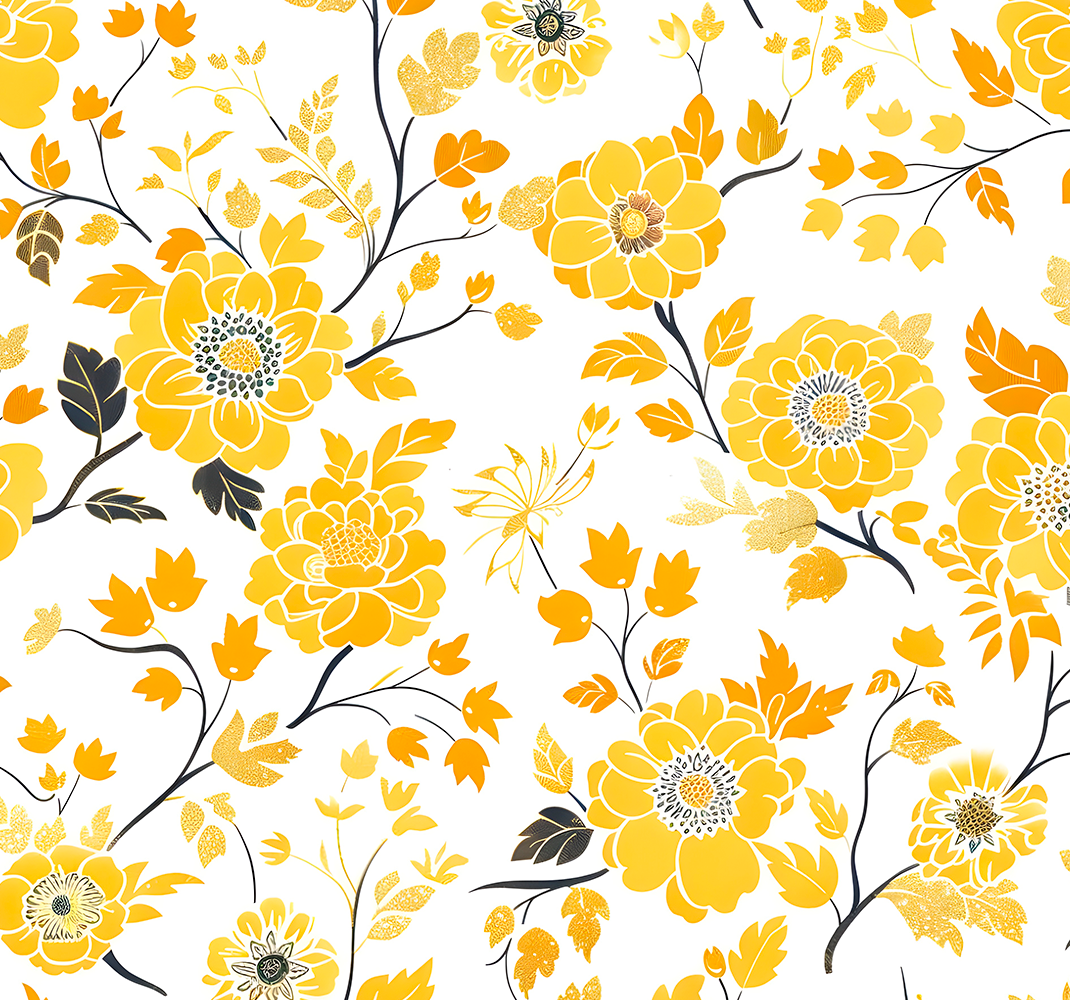 Yellow rug in japanese aesthetic design - TenStickers