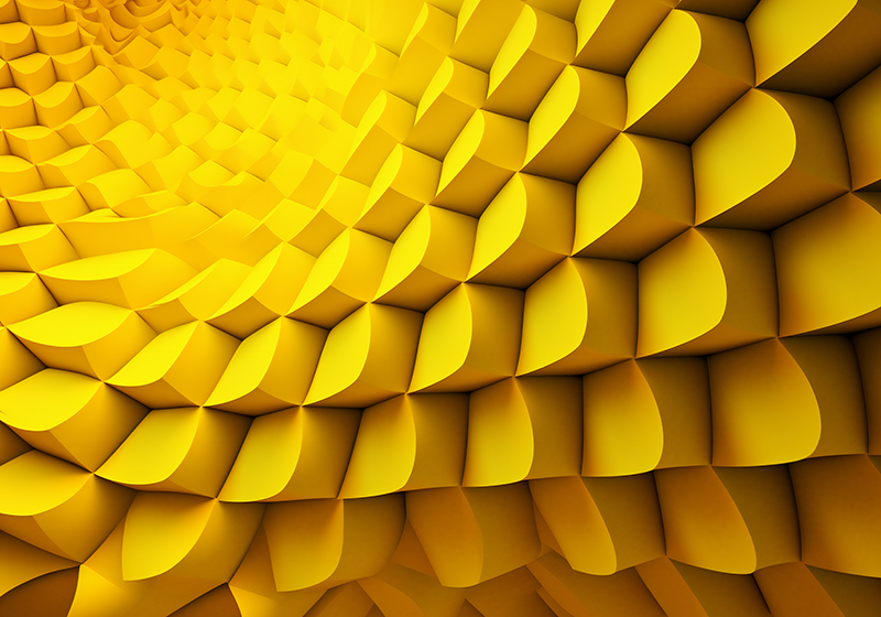 Yellow rug with futuristic geometry design - TenStickers