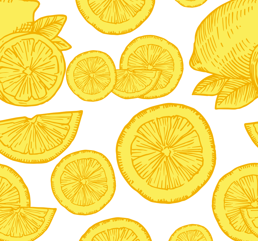 Yellow rug with orange and lemon design - TenStickers