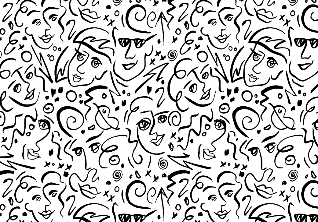 White rug with black and white graffiti design - TenStickers