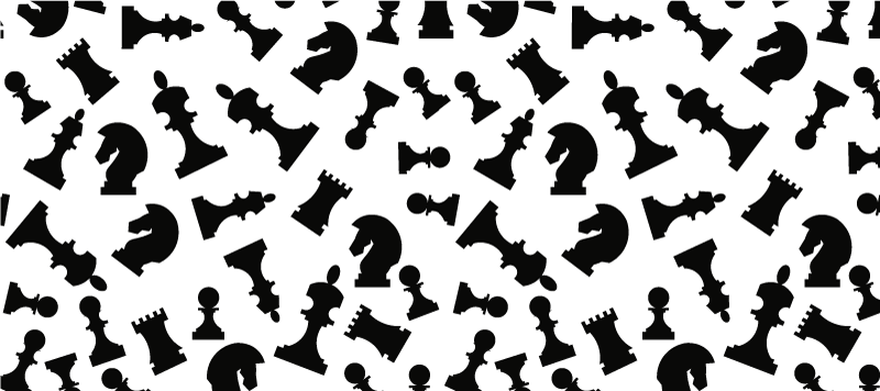 White rug with black chess pieces on white surface - TenStickers