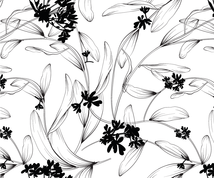 White rug with black leaf pattern - TenStickers
