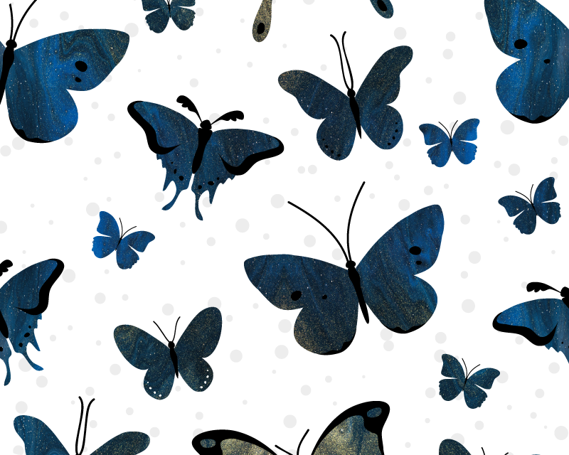 White rug with blue glitter butterfly wing - TenStickers