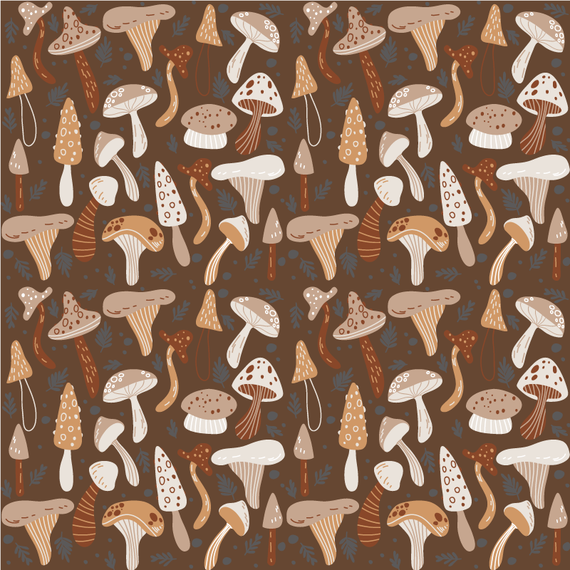 Brown rug with forest mushrooms on brown background - TenStickers