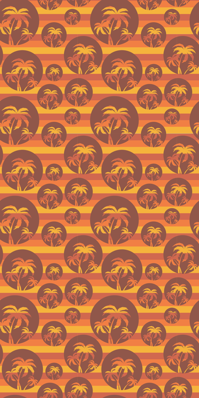 Brown rug retro sunset and palms design - TenStickers