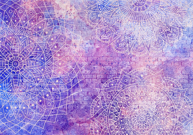 Purple rug with mandala brick wall pattern - TenStickers