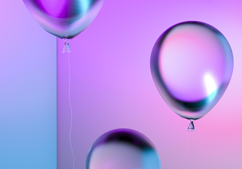 Purple rug with gradient balloon arrangement - TenStickers