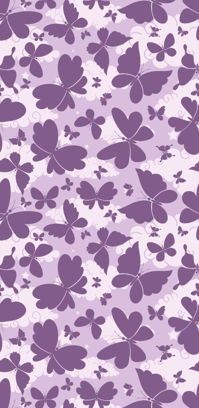 Purple rug with cloudy sky purple butterfly pattern - TenStickers