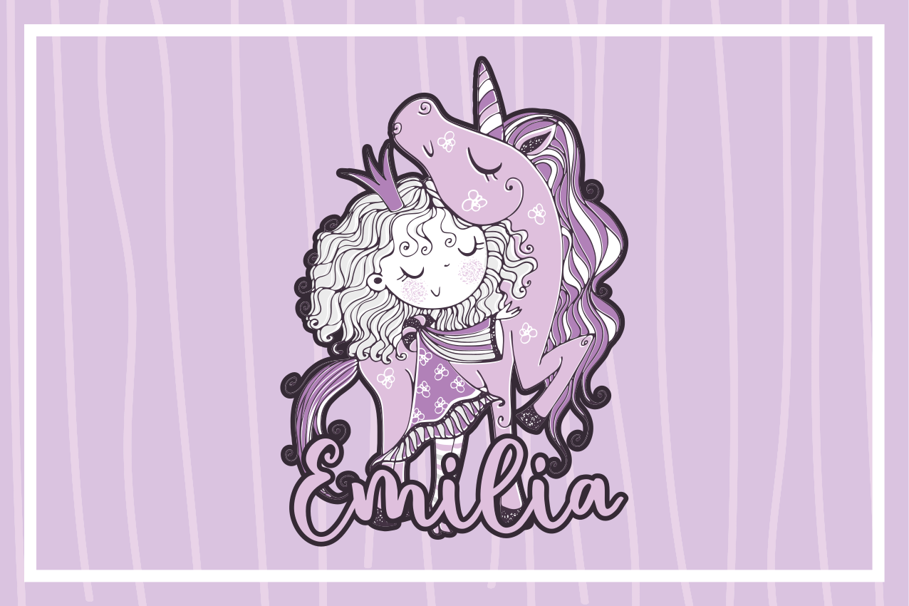 Purple rug artistic princess with a unicorn - TenStickers