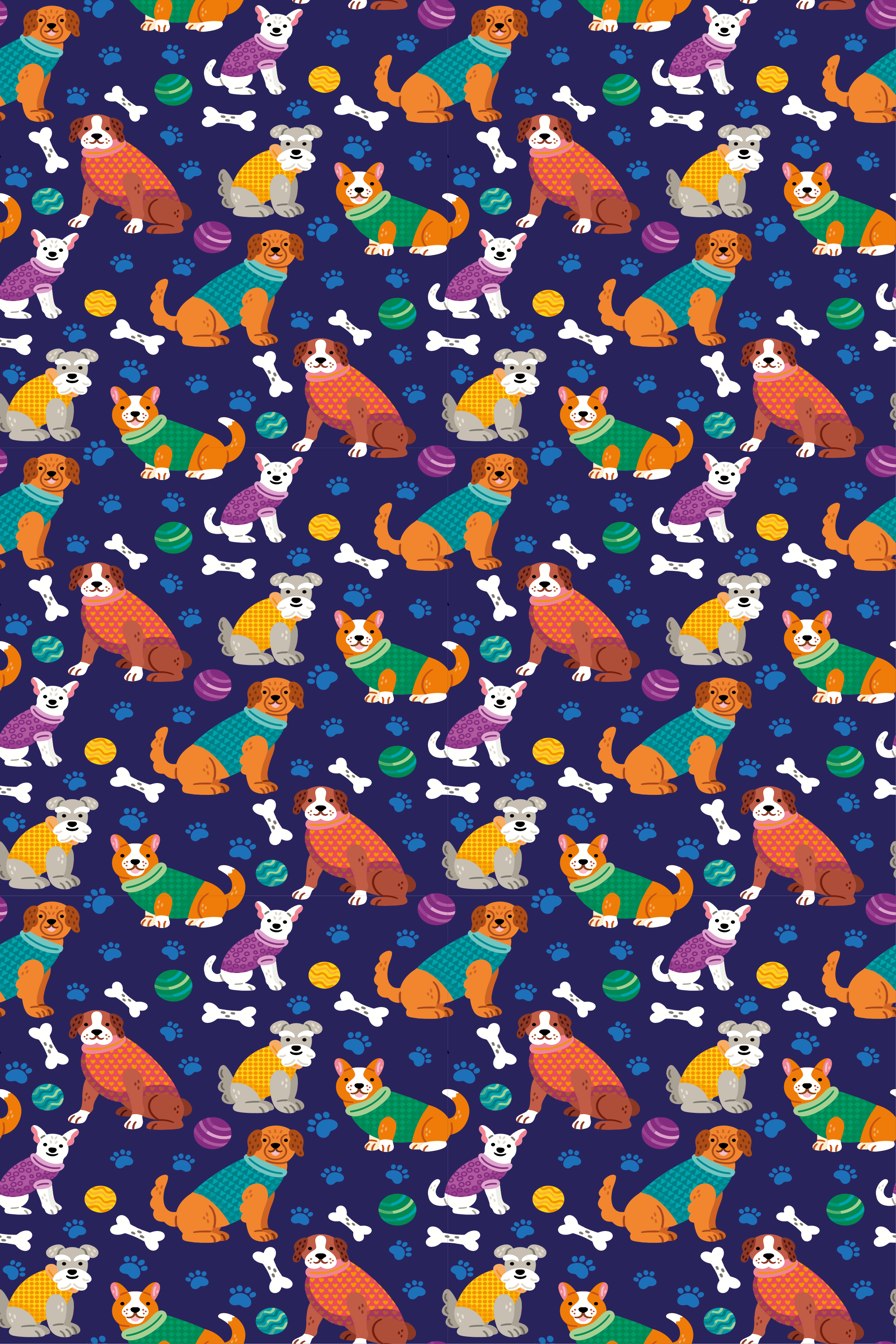 Purple rug with vibrant dog pattern design - TenStickers