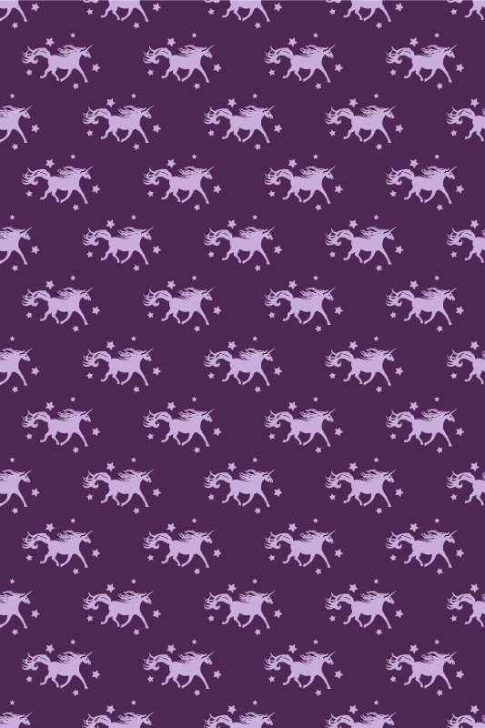 Purple rug with simple unicorns and stars - TenStickers